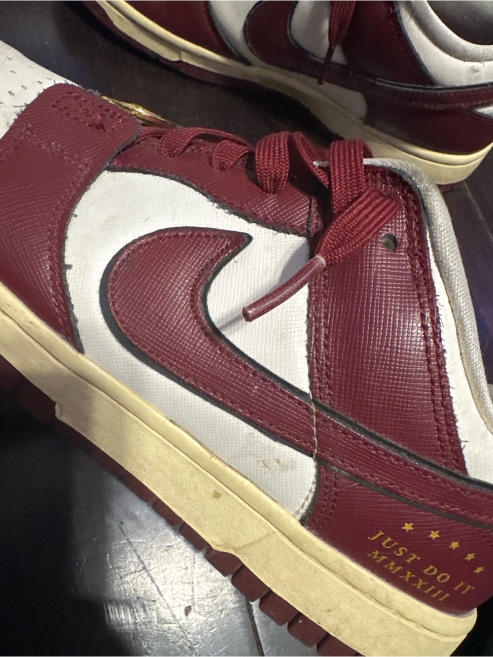 Nike Kids Maroon and Cream Low-Top Sneakers